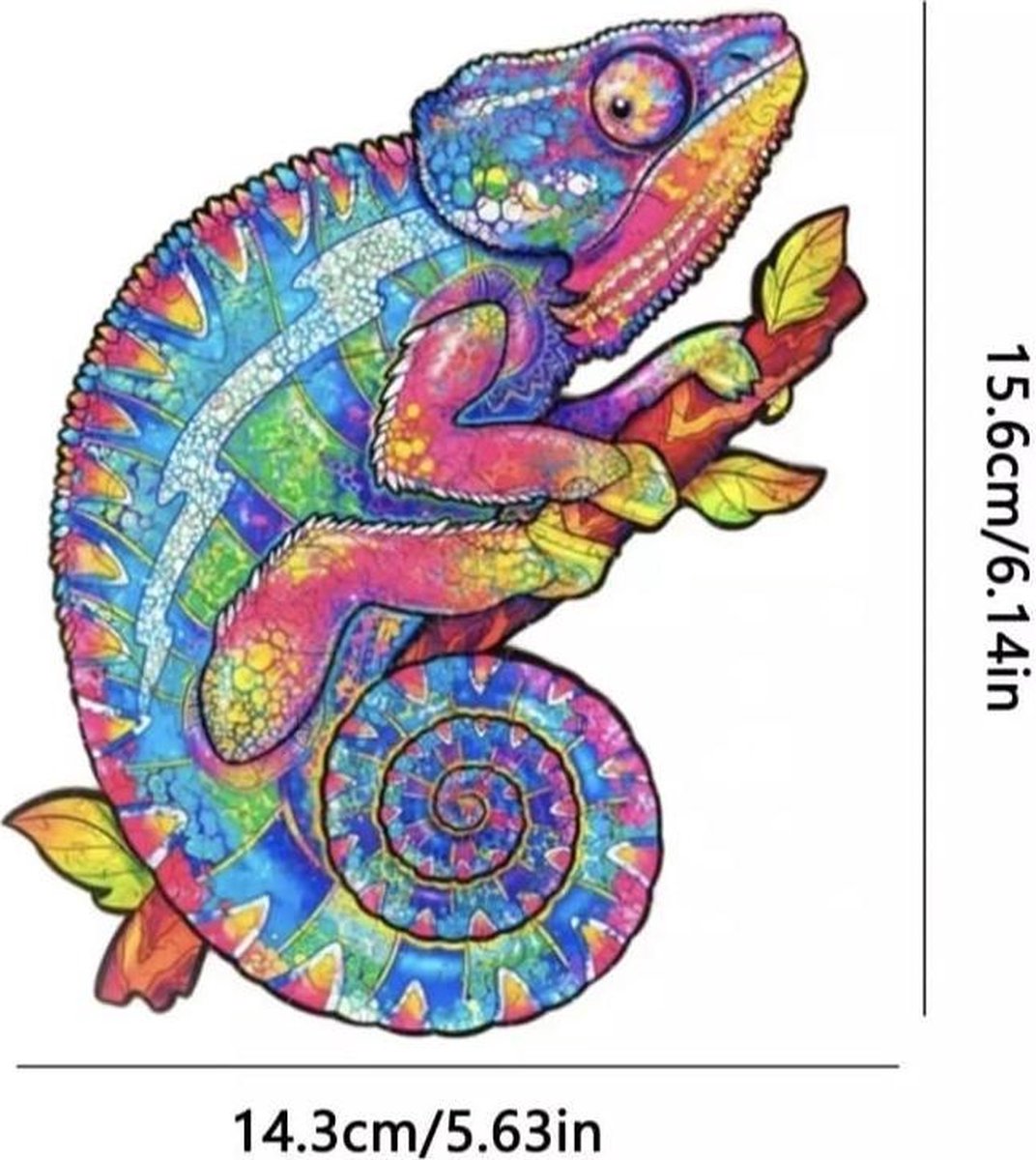 Houten Puzzel volwassenen| puzzels wooden puzzle| Legpuzzel 100 stukjes | 3D chameleon A5